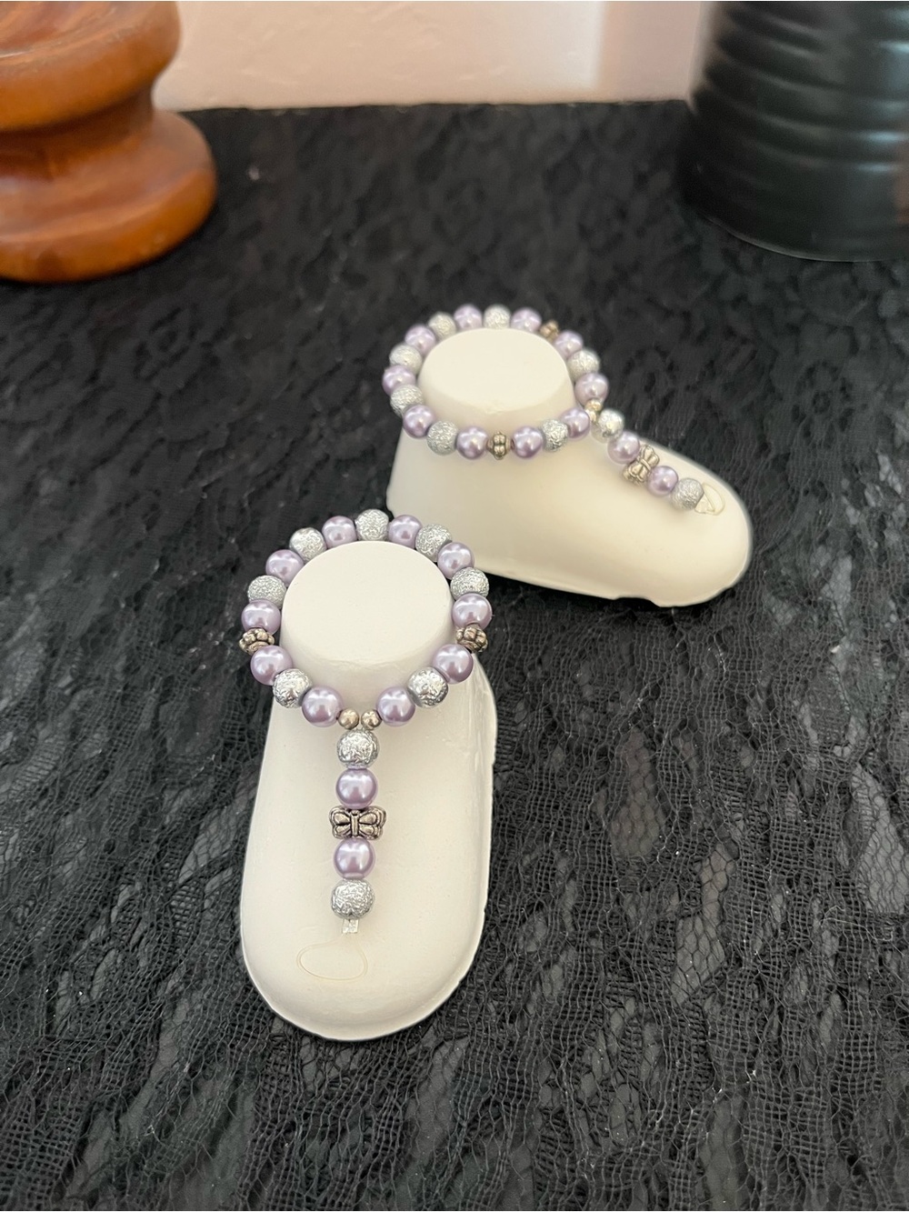 Lavender Pearl Beaded Barefoot Sandals
